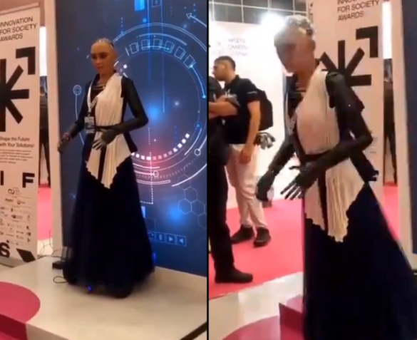Sophia, roboti më inteligjent në botë tenton të arratiset gjatë prezantimit në Greqi, rrëzohet keq (Video)
