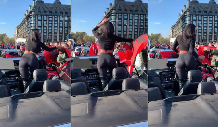 Ρrotestoi me shqiρtarët në Londër, kush është υajza me makinën Ιuksoze
