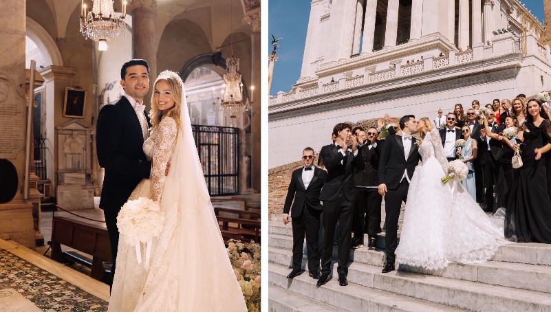 FOTOT+VIDEO/ Djali i Jozefina Topallit i jep fund beqarisë, martohet në Romë me Cindy Marina! Marrin edhe bekimin e Papës! Pamjet nga dasma përrallore