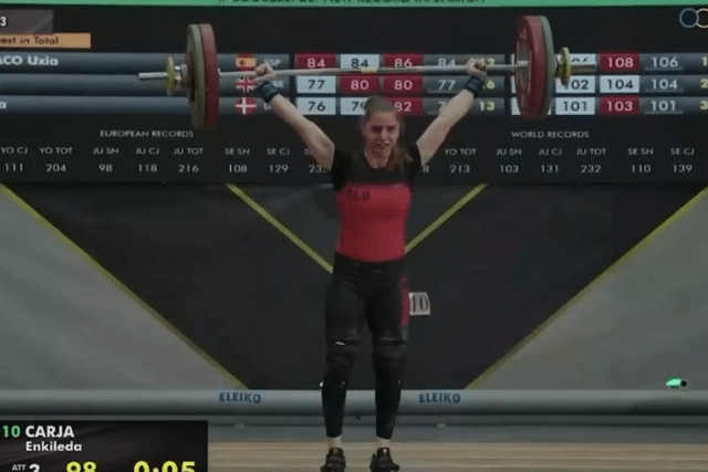 Enkileda Carja shpallet kampione e trefishtë e Europës në peshëngritje (Video)